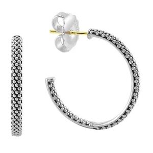 Lagos Sterling Silver 925 Signature Caviar Hoops